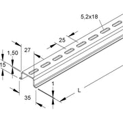 Niedax - Tragschiene 2934/2 GL − 2 Meter