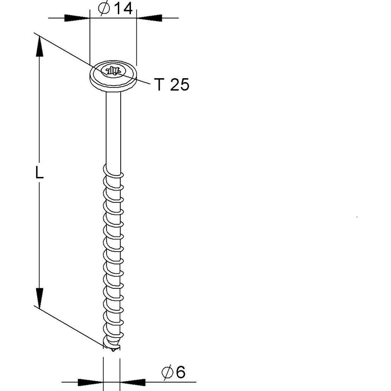 Niedax - Holz-/Spanplattenschraube Holzschraube NHS 6X100/TK-T25 V Tellerk.D=22,5 L=100
