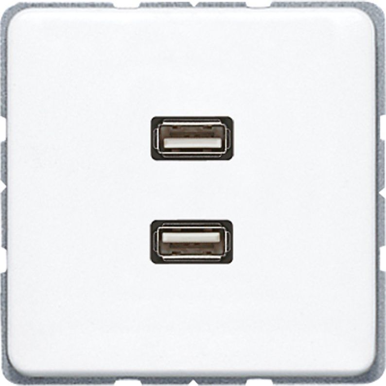 Jung - Multifunktions-Anschlussdose Multimediadose 2 x USB MA CD 1153 WW alpinweiß