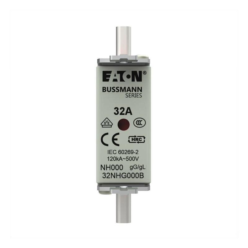 Eaton - Messersicherung Sicherungseinsatz Nieders. NH FUSE 32#32NHG000B 32A AC 500V 120kA − 3 Stück