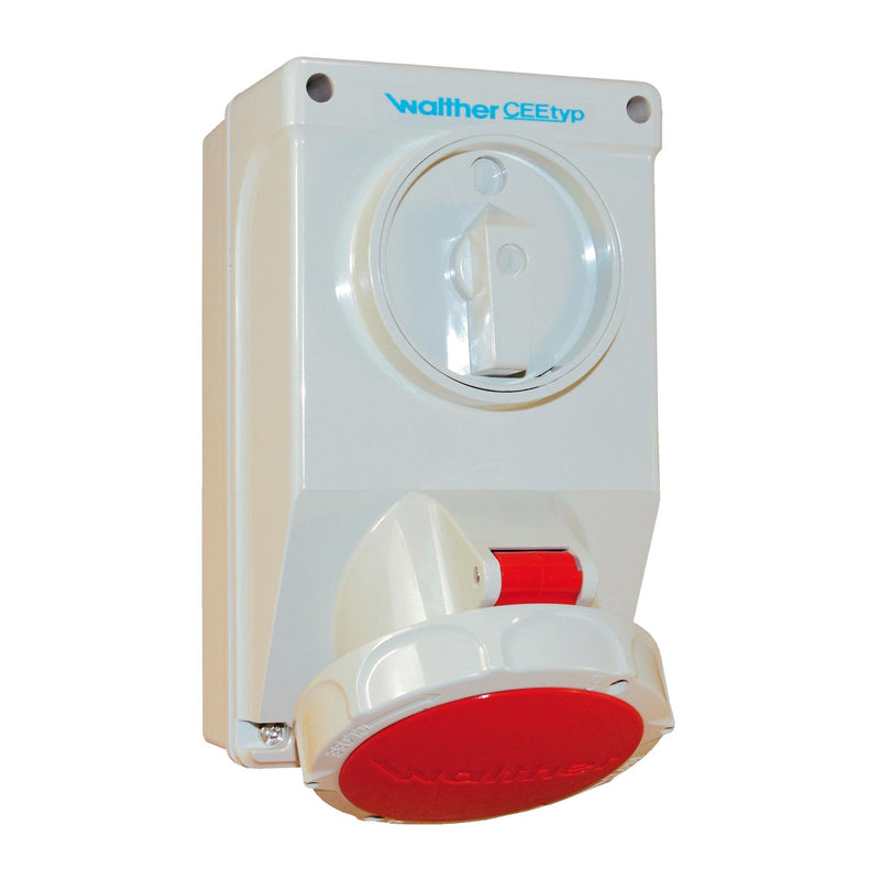 Walther Werke - CEE-Steckdose abschaltbar, abgesichert (IEC 60309) Wandsteckdose 32A AA139309 3P 400V 9h IP67 − 1 Stück