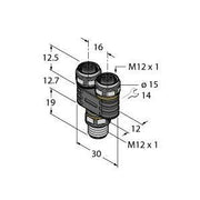 Turck - Passiver Sensor-/Aktor-Verteiler (mit Leitung) Y-Verterteiler o. Leitung YB2-FSM4.4-2FKM4 Stecker-2xKupplung
