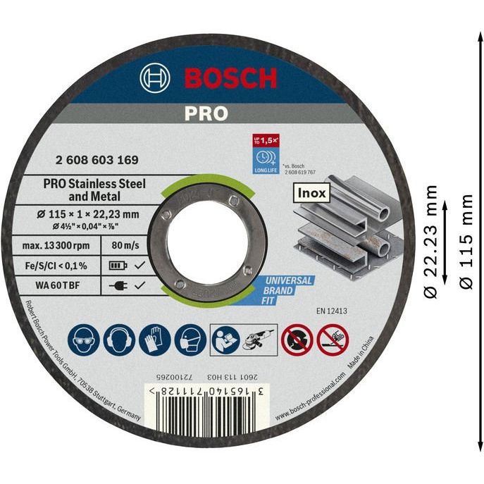 Bosch - Trenn-/Schleifscheibe PRO Stainless Steel and 2608603169 Metal Trennscheibe