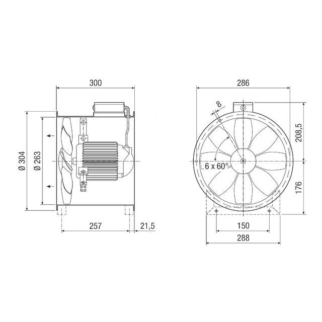 Maico - Explosionsgeschützter Ventilator Axial-Rohrventilator DZR 25/2 B Ex e ex-geschuetzt DN 250