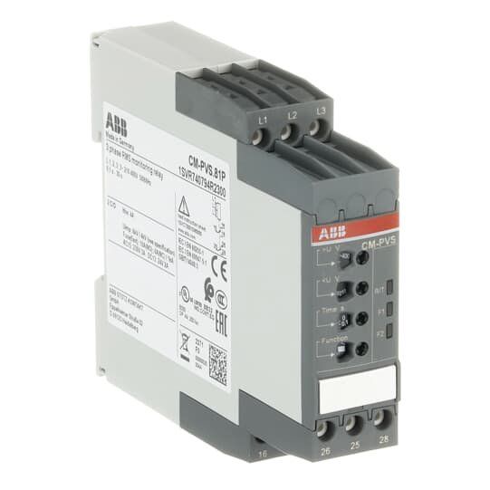 ABB Stotz S&J - Phasenüberwachungsgerät 3-Phasenüberwachungsrelais CM-PVS.81P 2W 30s, 3x200-400VAC