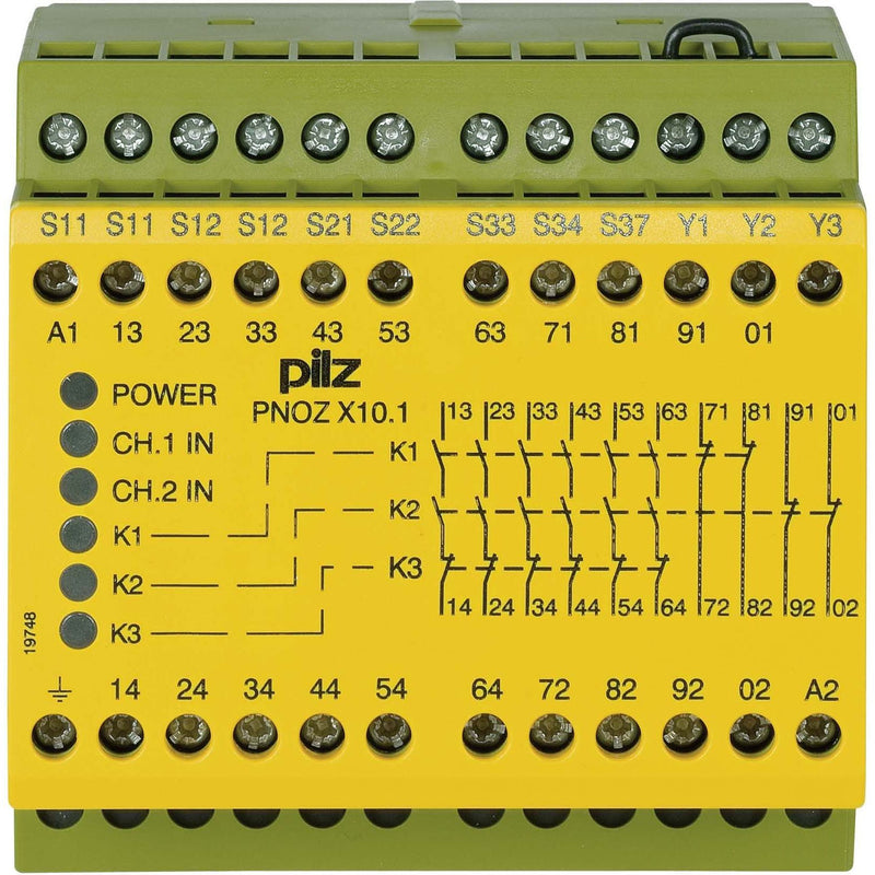 Pilz - Gerät zur Überwachung von sicherheitsgerichteten Stromkreisen Not-Aus-Schaltgerät PNOZ X10.1 #774746 230-240AC6n/o4nc6LED