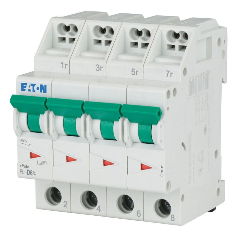 Eaton - Leitungsschutzschalter PLI-D6/4 D 6A, 4p Steckkl