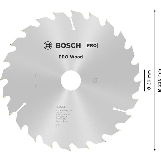 Bosch - Kreissägeblatt PRO Wood Kreissägeblatt, 2608640621 210 x 2,8 x 30 mm