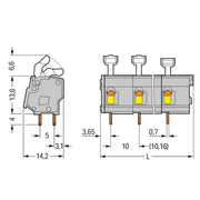 WAGO - Leiterplattenklemme 257-657 Drücker,2,5 mm²,grau − 15 Stück