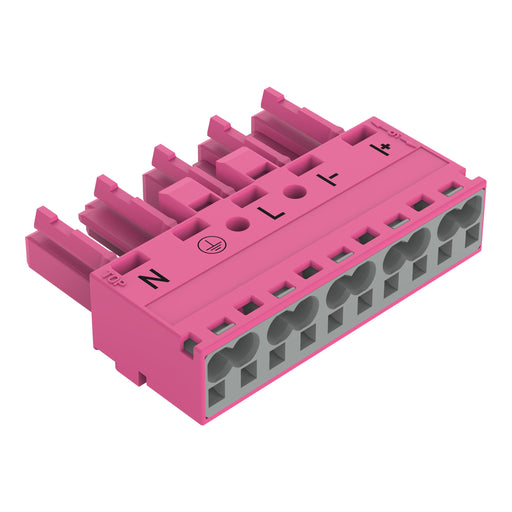 WAGO - Steckverbinder für steckbare Gebäudeinstallation Buchse 5-polig 770-285/080-000 Kod. B,pink − 50 Stück