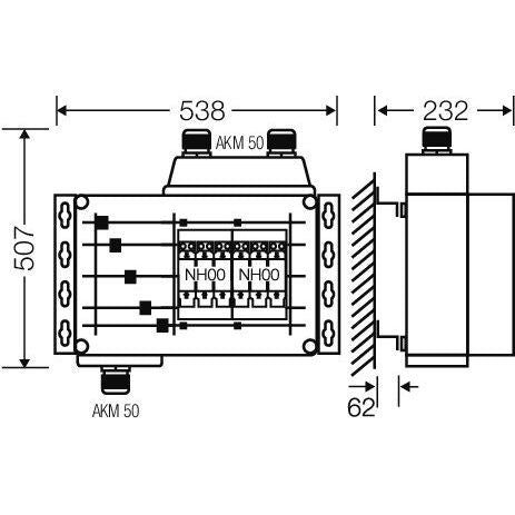 Hensel - Sicherungskasten Verteiler 2x3xNH 00 Mi AS 4142 125A 5-pol.Sch.250A