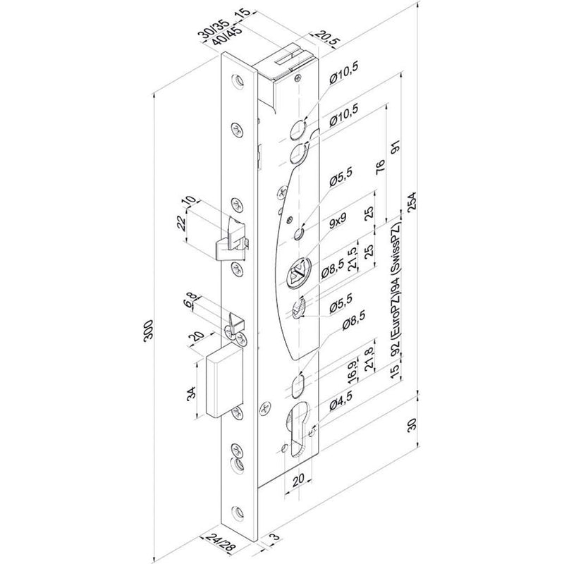 Assa Abloy effeff - Elektrischer Türöffner Sicherheitsschloss 709 709X402PZ---G41