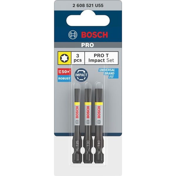 Bosch - Bit-Set PRO T Impact Bit Set, T25, 2608521U55VE(3) T30 T40 55 mm 3-tlg