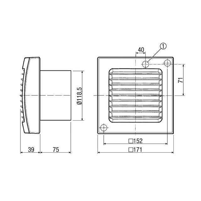 Maico - Kleinraumventilator Ventilator,Lichtsteuerung ECA 120 F 19W,170cbm/h,IP45  − 1 Stück

