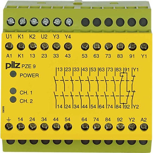 Pilz - Gerät zur Überwachung von sicherheitsgerichteten Stromkreisen Kontakterweiterungsblock PZE 9 #774142 48VAC 8n/o 1n/c