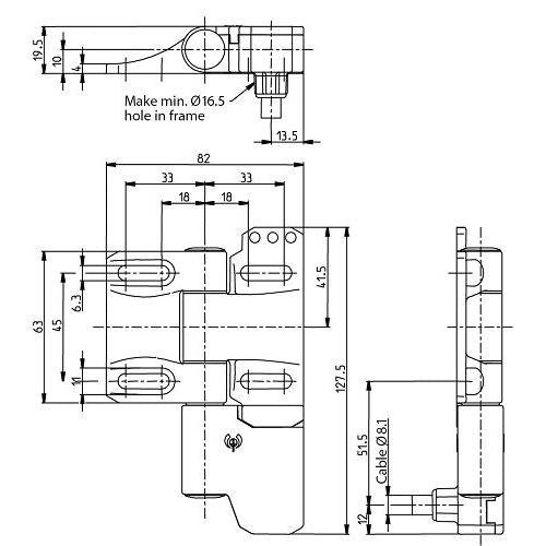 Bernstein - Scharnierschalter Sicherer Scharnierschalter SHS3-U15Z-KR5-L-IPX Edelstahl