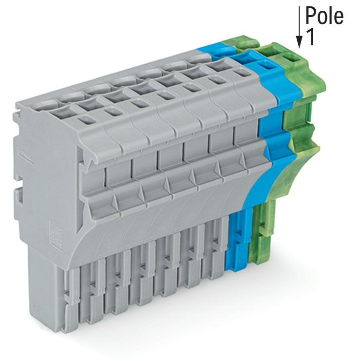 WAGO - Ein- und mehrpolige Klemmenleiste 1-Leiter-Federleiste 2022-111/000-038 4 mm²,gr/bl/gn-ge − 25 Stück