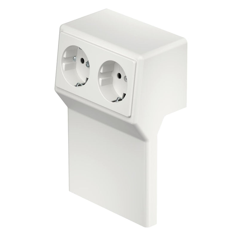 Rehau - Geräteträger für Sockelleistenkanal Gerätetank rws RD 2GT40105 rws m.Doppelsteckdose