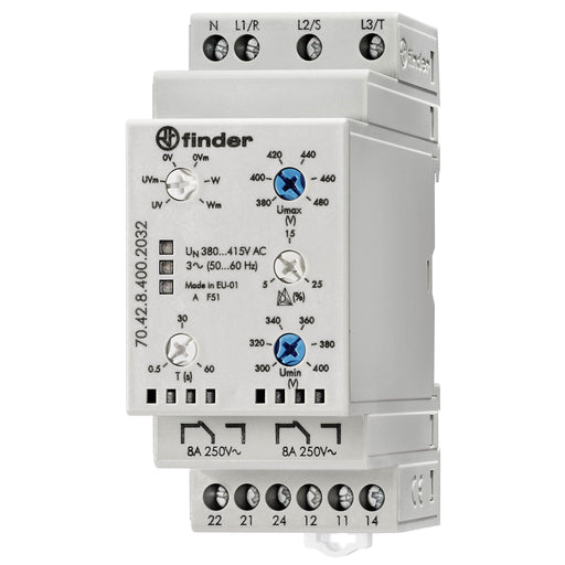 Finder - Phasenüberwachungsgerät Netzüberwachung 70.42.8.400.2032 3-Phasen, 380-415VAC − 1 Stück by Finder
