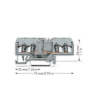 WAGO - Bauelement-Reihenklemme 4-Leiter-FV-Diodenklemme 280-655/281-410 mit Diode − 100 Stück