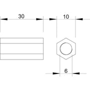OBO Bettermann - Langmutter Distanzmuffe 965 M6X30 G − 100 Stück
