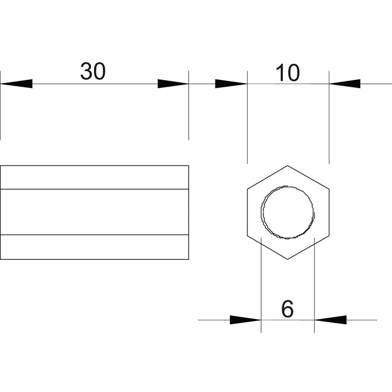 OBO Bettermann - Langmutter Distanzmuffe 965 M6X30 G − 100 Stück