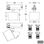 LTS Licht&Leuchten - Downlight/Strahler/Flutlicht LED-Stromschienenstrahler ORYO-THE202930PWMFsw 930, schwarz