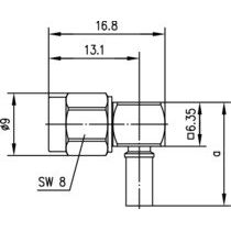 Telegärtner - Koax-Steckverbinder SMA-Winkelstecker cr NI 100024609 G7 (RG316/U) − 5 Stück