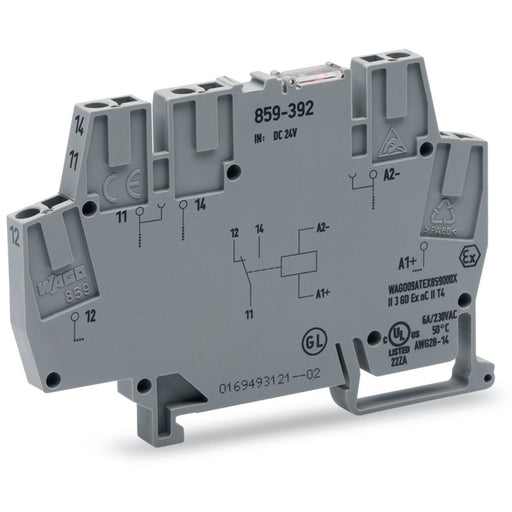 WAGO - Schaltrelais Relaismodul 859-392 DC 24 V,1W,grau − 10 Stück