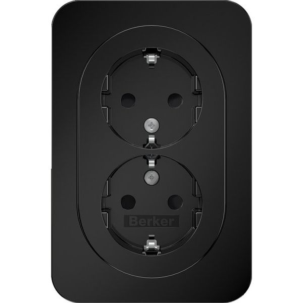 Berker - Steckdose Doppelsteckdose SCHUKO 47592045 R.1 schwarz glänzend