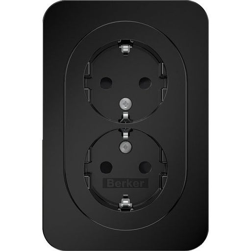 Berker - Steckdose Doppelsteckdose SCHUKO 47592045 R.1 schwarz glänzend