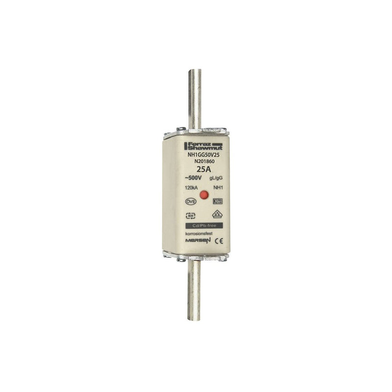 Mersen - Messersicherung NH-Sicherungseinsatz SF NH1GG50V25 Gr.1 gG 25A/500V KM − 3 Stück