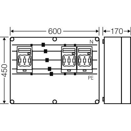 Hensel - Sicherungslasttrennschalter mit Gehäuse NH-Si.Lasttrennsch.gehäuse Mi 6632 3x3xNH00 /250A 5pol