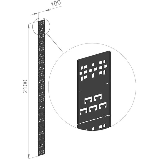 Enoc - Komponente für Verdrahtung, Kabeleinführung und -fixierung (Gehäuse/Schaltschr.) Kabelabfangschiene KHV X1-S 2100x100mm