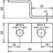 DEHN - Verbinder für Blitzschutz Endstück Z-Form ES ZF 2XB18 V2A mit 2 Bohrungen