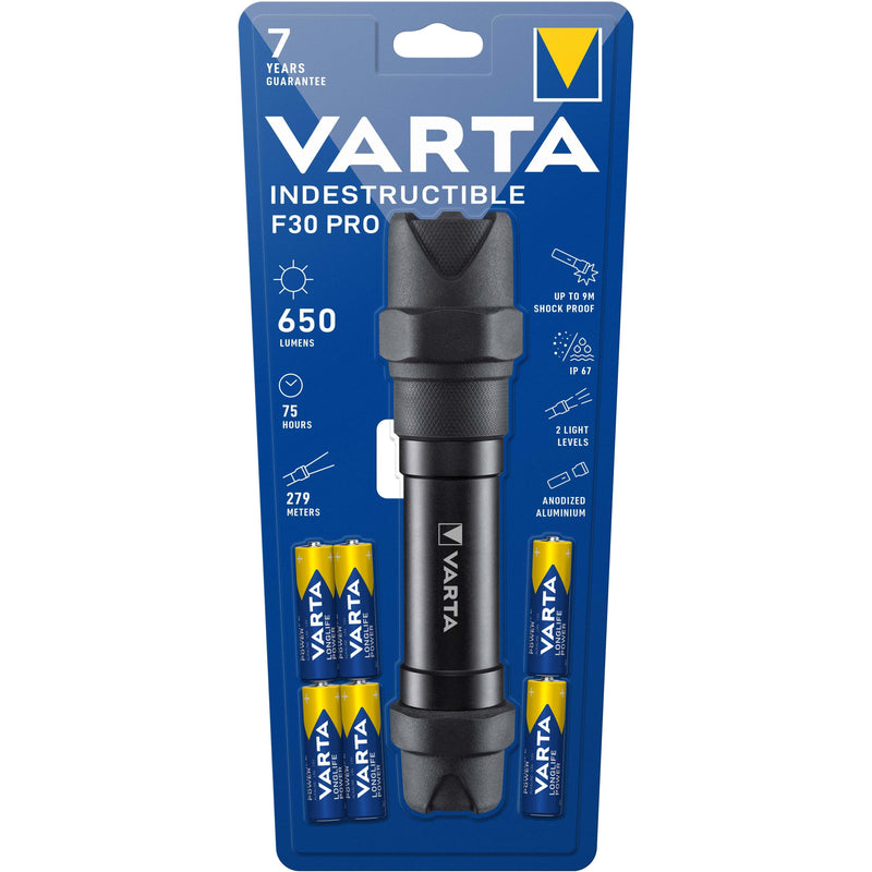 Varta Cons.Varta - Taschenleuchte LED-Taschenlampe IndestructibleF30Pro F30 Pro 6AA m.Batt. − 3 Stück