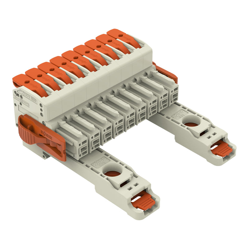 WAGO GmbH & Co. KG - Ein- und mehrpolige Klemmenleiste 1-Leiter-Federleiste 8311109038000300000 PushinCAGECLAMP,lgr − 6 Stück