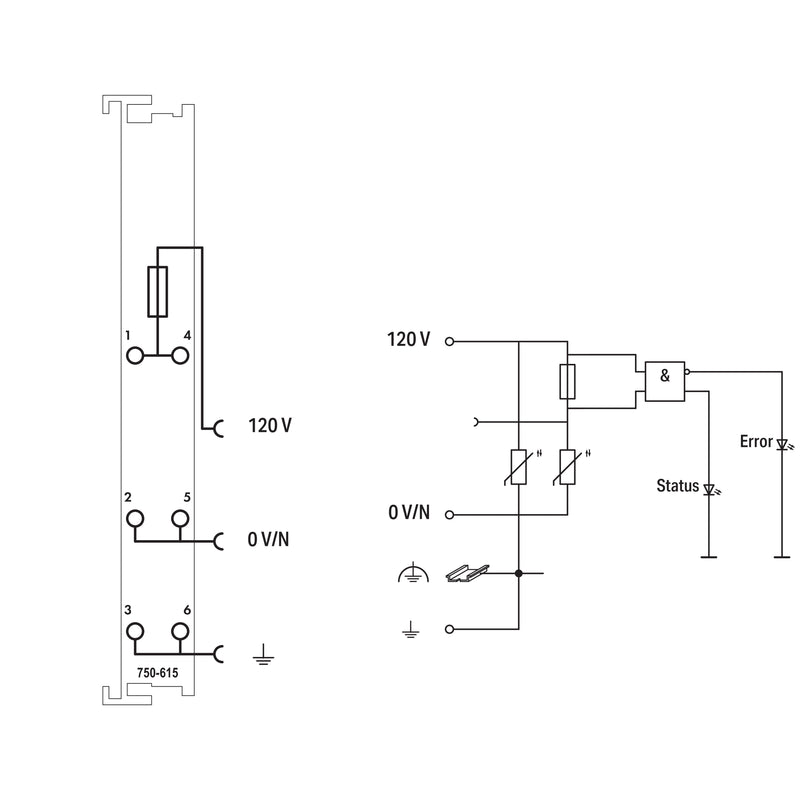 WAGO - Feldbus, Dez. Peripherie - Einspeise- und Segmentmodul Potentialeinspeisung 750-615 AC12V Sicherungshalt
