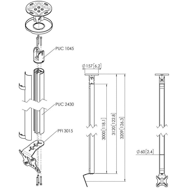 Vogels - Halterung für Audio-/Videosysteme Einzelprofil VESA 100x100 CT243011 si Connect-It,300cm