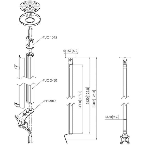 Vogels - Halterung für Audio-/Videosysteme Einzelprofil VESA 100x100 CT243011 si Connect-It,300cm