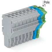 WAGO - Ein- und mehrpolige Klemmenleiste 1-Leiter-Federleiste 2022-109/000-038 4 mm²,gr/bl/gn-ge − 50 Stück