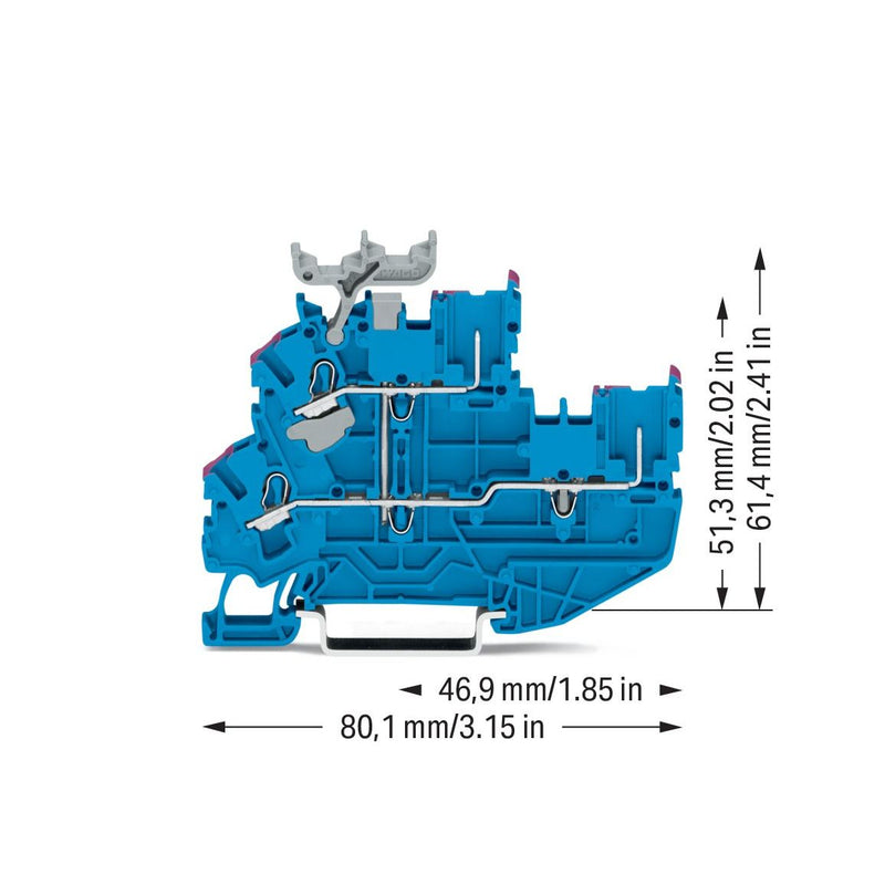 WAGO - Durchgangs-Reihenklemme 2Leiter/2PinDoppelstockkl. 2022-2239 2,5mm²,blau − 50 Stück