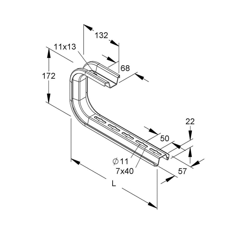 Niedax - Ausleger für Kabeltragsystem Deckentragekonsole TKSUG 350 H=172mm,B=411mm