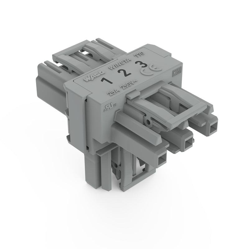 WAGO - Kompaktverteiler für steckbare Gebäudeinstallation T-Verteiler 770-970 3pol.1xSt/2xBu gr − 50 Stück
