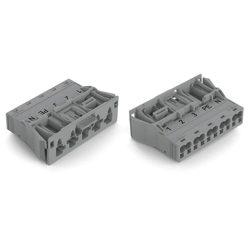 WAGO - Geräteanschluss für steckbare Gebäudeinstallation Snap-In-Stecker 770-755/062-000 5-polig,Kod. B,grau − 50 Stück