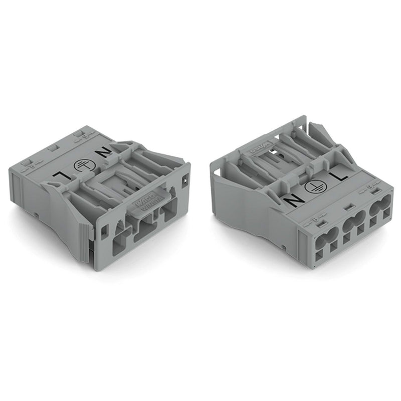 WAGO - Geräteanschluss für steckbare Gebäudeinstallation Snap-In-Stecker 770-753/060-000 3-polig,Kod. B,grau − 100 Stück