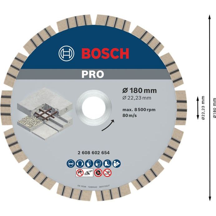 Bosch - Trenn-/Schleifscheibe Diamanttrennscheibe 2608602654 PRO Concrete