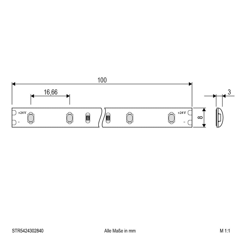 EVN Lichttechnik - Lichtschlauch/-band LED-Strip 24V STR5424302840 5m 4000K
