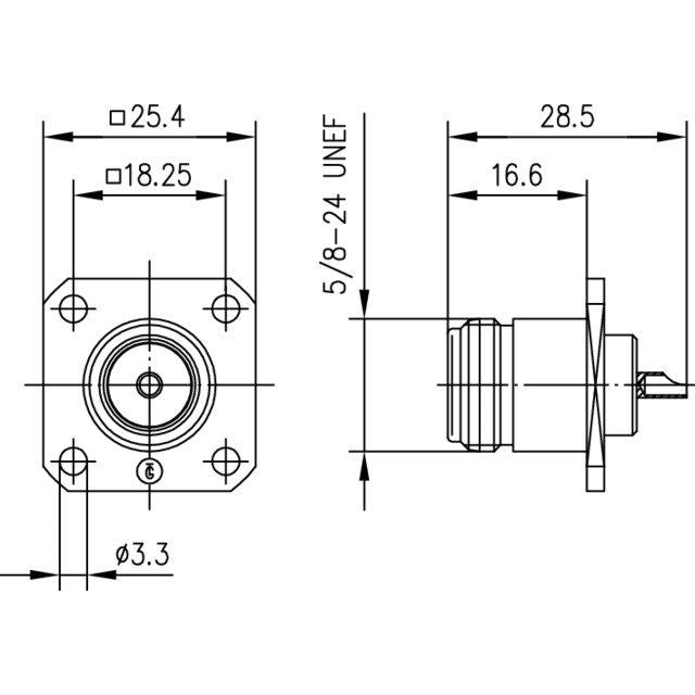 Telegärtner - Koax-Steckverbinder N-Flanschbuchse 50Ohm TA 100024104