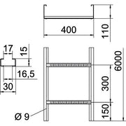 OBO Bettermann Vertr - Kabelleiter Weitspannkabelleiter WKLG 1140 FSKLGR gelochter Seitenholm − 6 Meter
